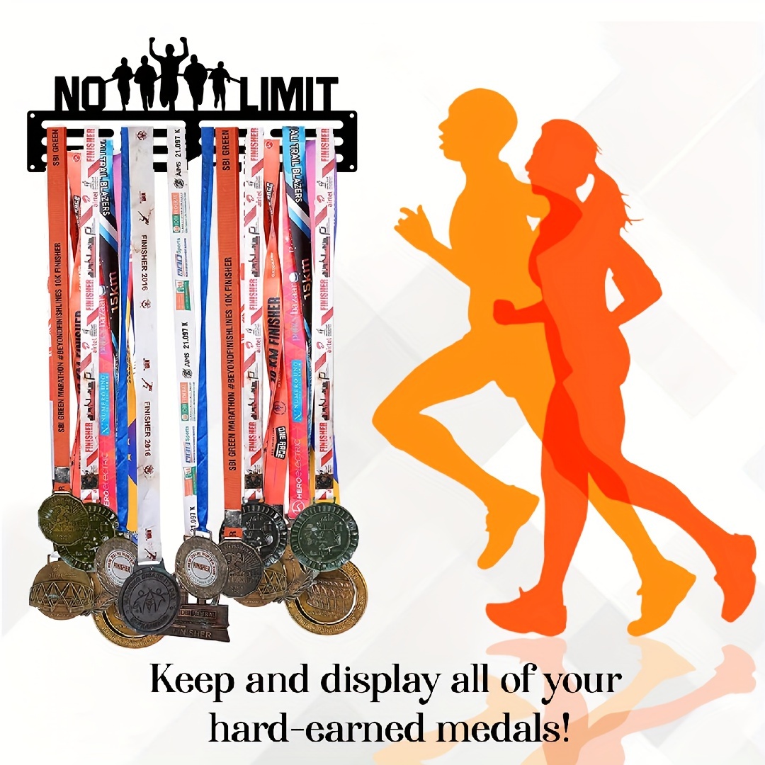 

Easy-install Sports Medal Display Rack - Holds 60 Medals, Perfect For Running, Soccer, Softball Awards & Ribbons - Durable Iron Wall Mount Hanger