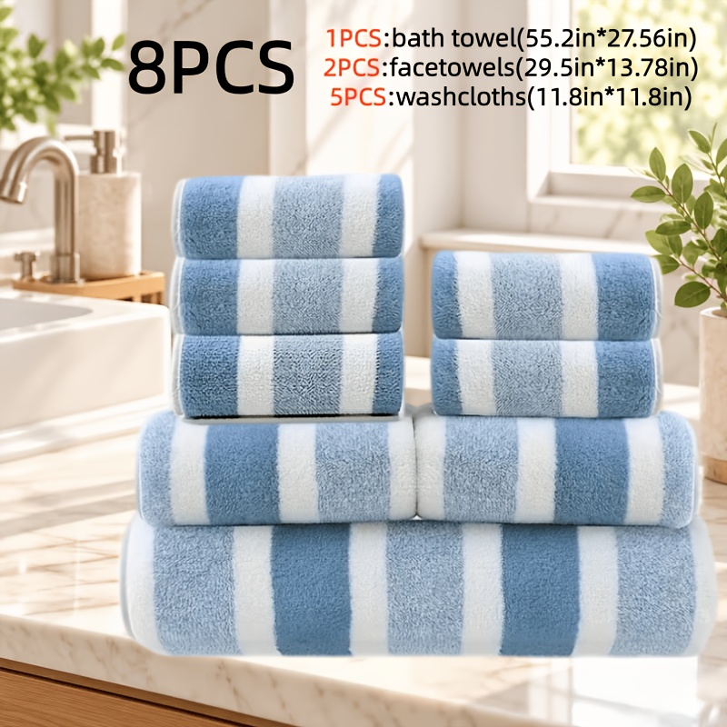 TEMU 16/8 Towel Set, , , Super Absorbent, 8pcs (1 Large Bath Towel, 2 Medium Bath Towels, 5 Small Bath Towels), 16pcs (2 Large Bath Towels, 2 Medium