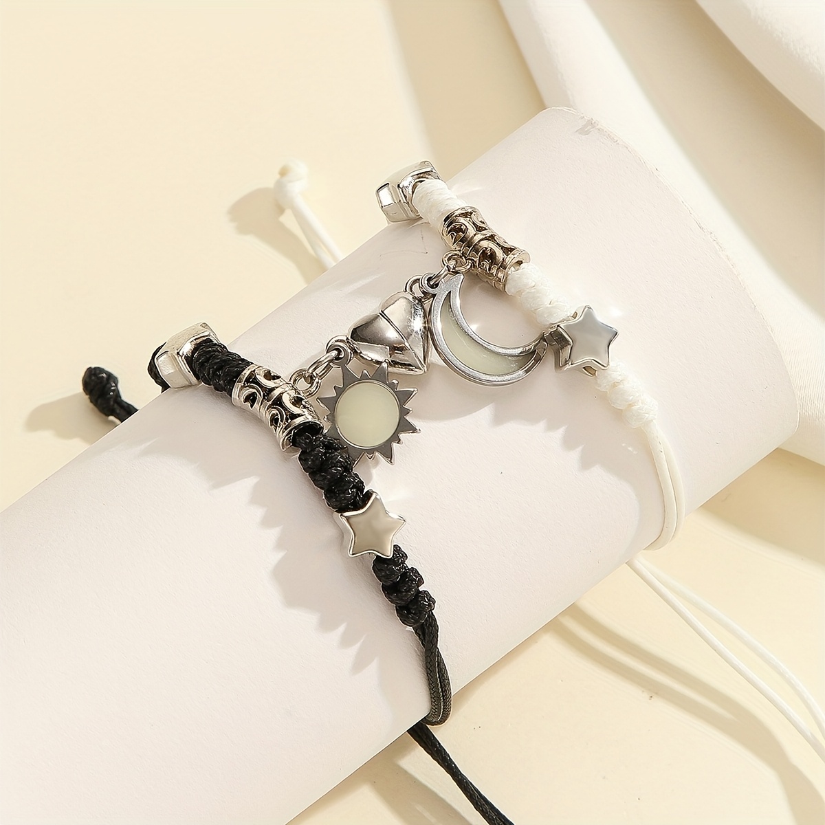 TEMU 2pcs/set -the-dark And Sun Shaped Additions And Star Couple Bracelet Women's Fashion Valentine's Day Gift Jewelry
