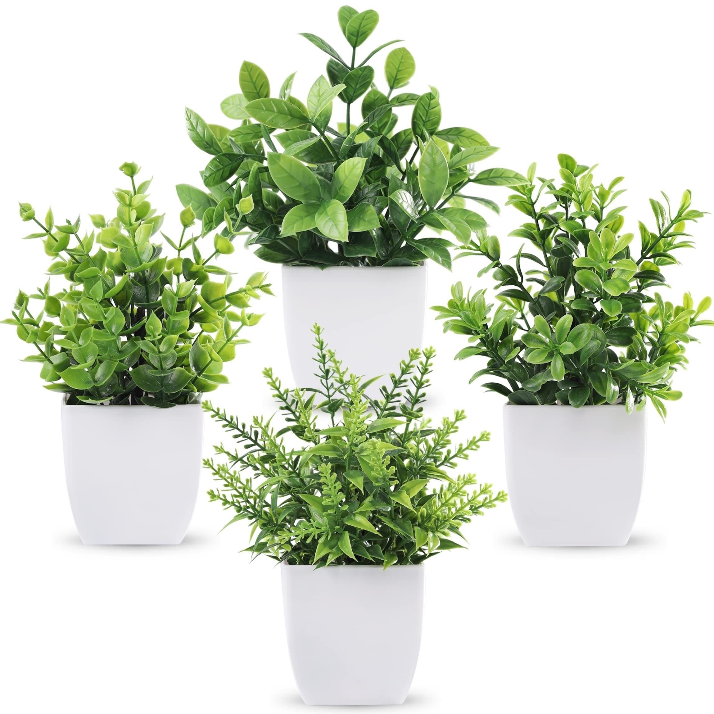 TEMU 2/4/8pcs Of Artificial Plants White Potted Plants For Office Desk Decoration, Suitable For Decoration And Office Desk Decoration Christmas Decoration