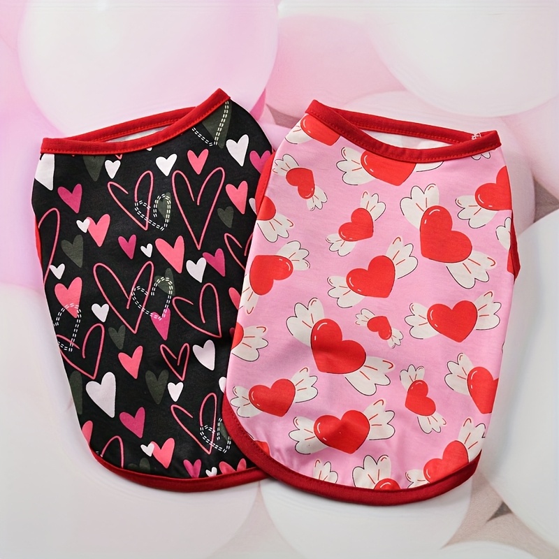 

2pcs Valentine's Day Pet Clothes Love Print Vest Harness Set