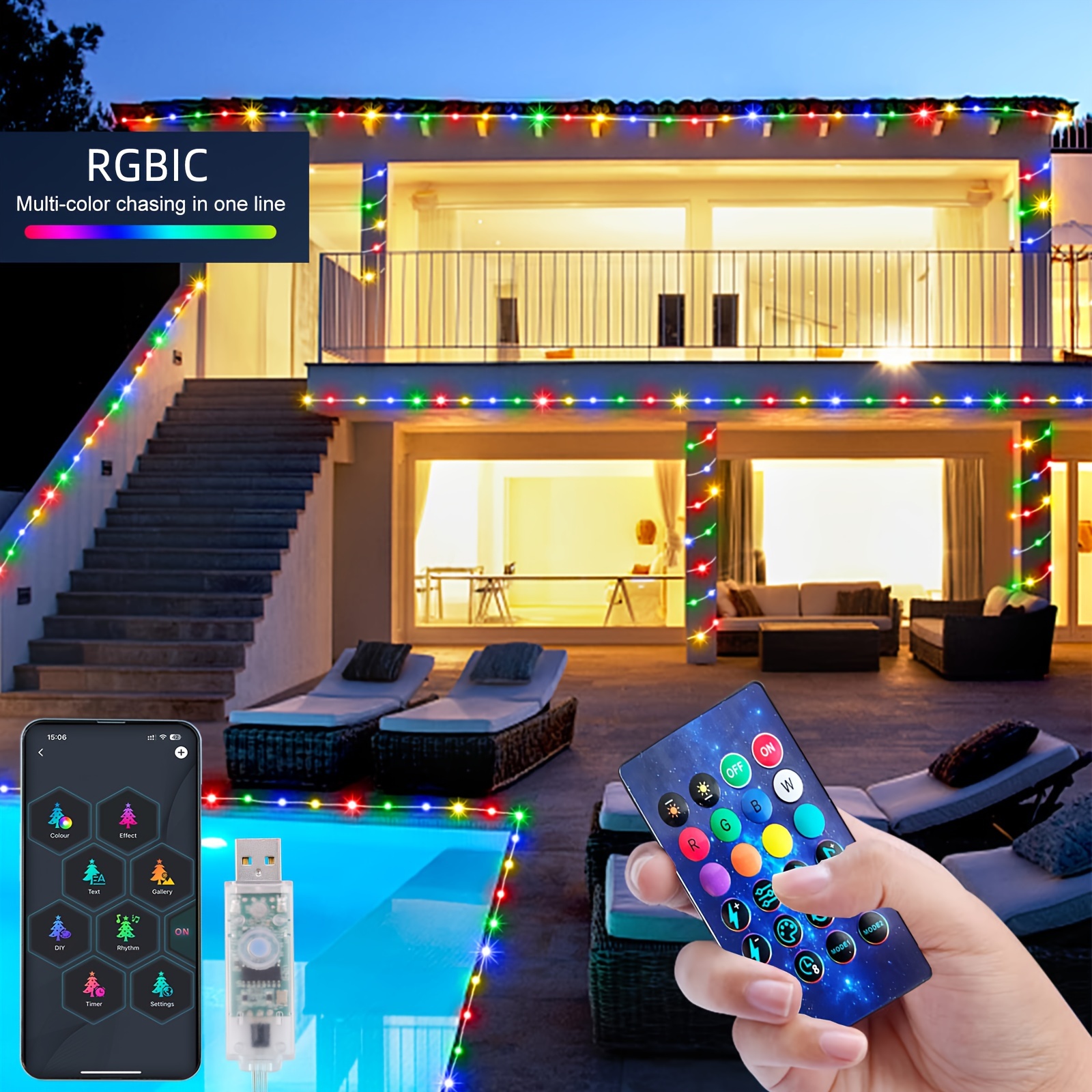 Tuya Wifi Smart RGBIC Barras de luces LED de pared