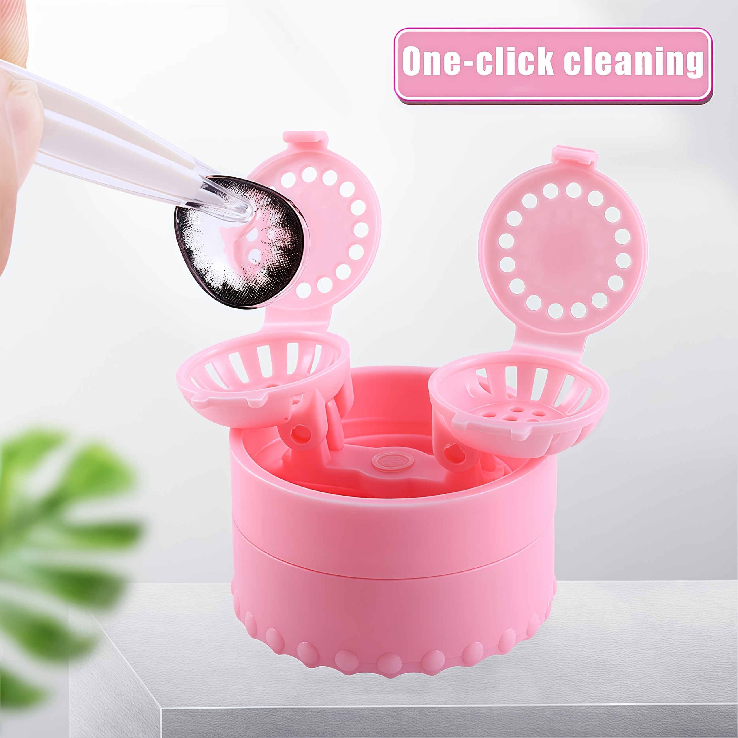   portable manual rotary   cleaner compact 6 compartment   soaking     blue green ideal for   use