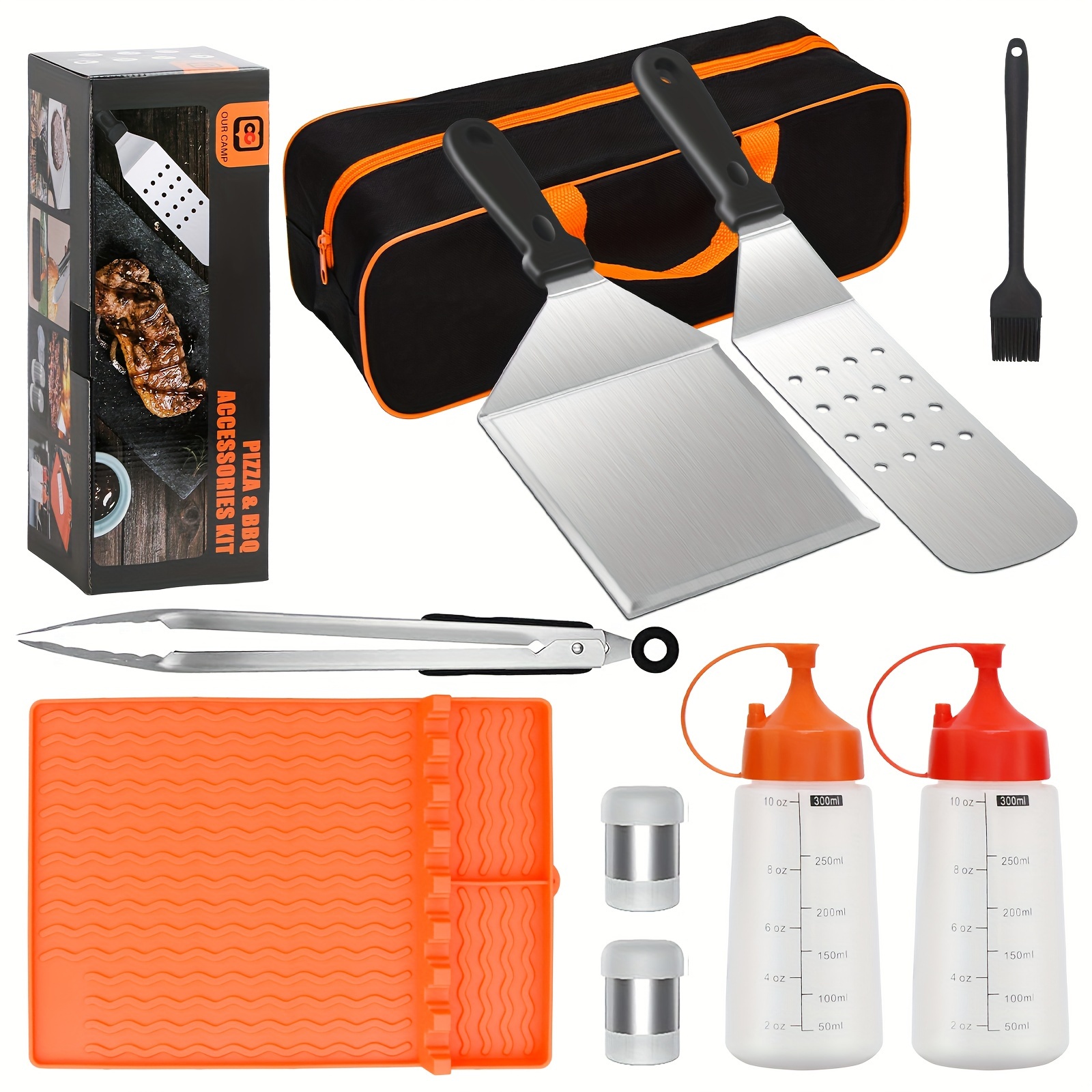 

Baking Tray Accessories Set, Grill Scraper Set For Blackstone And , With Silicone Barbecue Tool Pad And Food Meat Press, Gift For Dad, Christmas Gift.