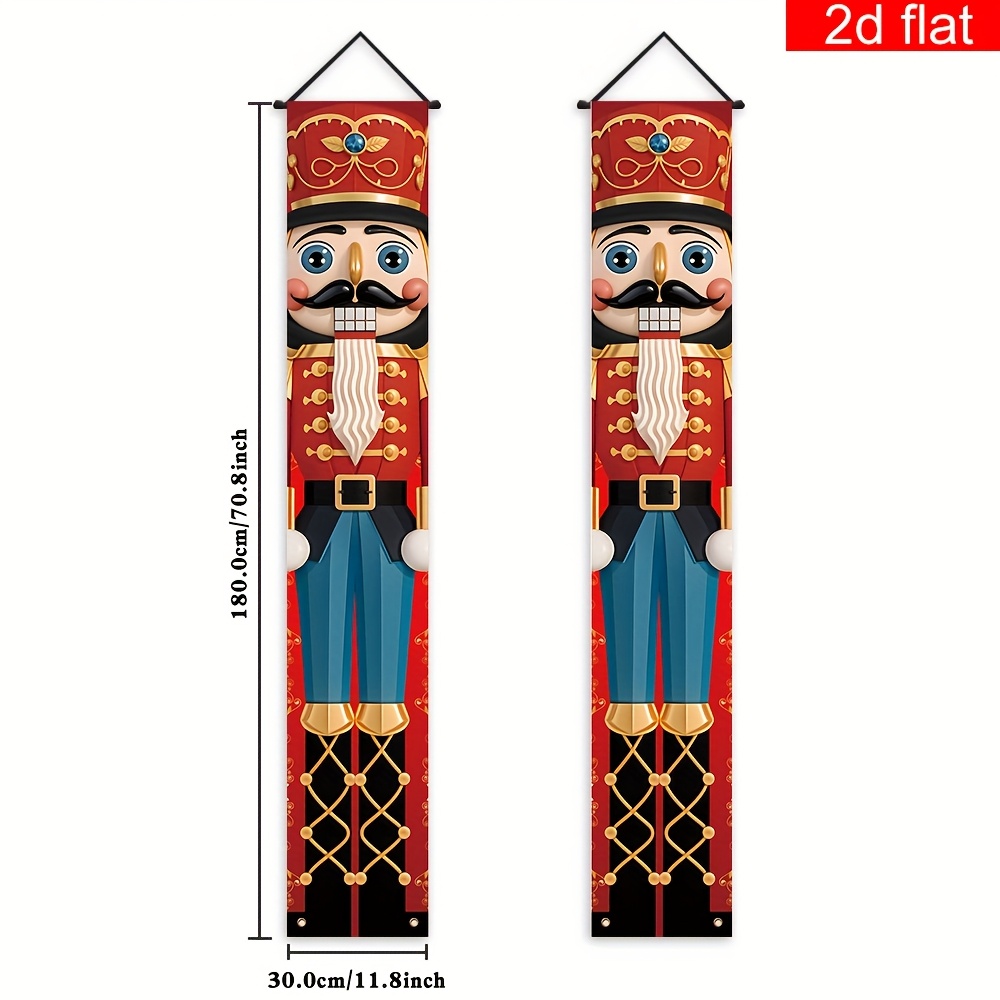 TEMU 2d Flat, 2d Flat - 2d Flat, 2d Flat - 2d Banner, 2pcs, Nutcracker Couplet Banner, Made Of Polyester, Christmas And New Year Party Sign, Suitable
