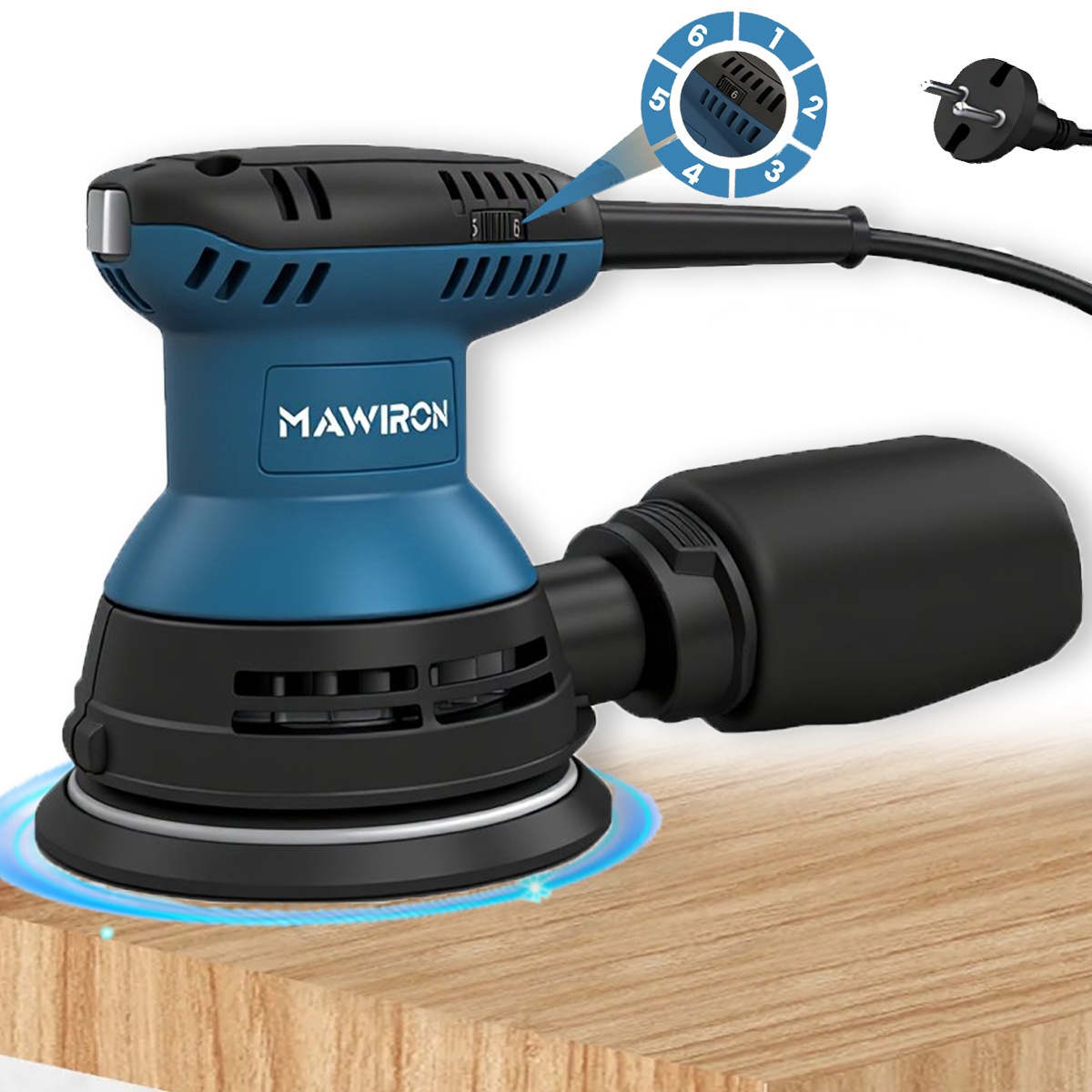 Image of Electric Random Orbit Sander With 12pcs Sandpapers, 6 Variable Speed 13000rpm, 125mm Handheld Electric Sander Tool, 400w Dust Collection System, Fit For Woodworking/sanding