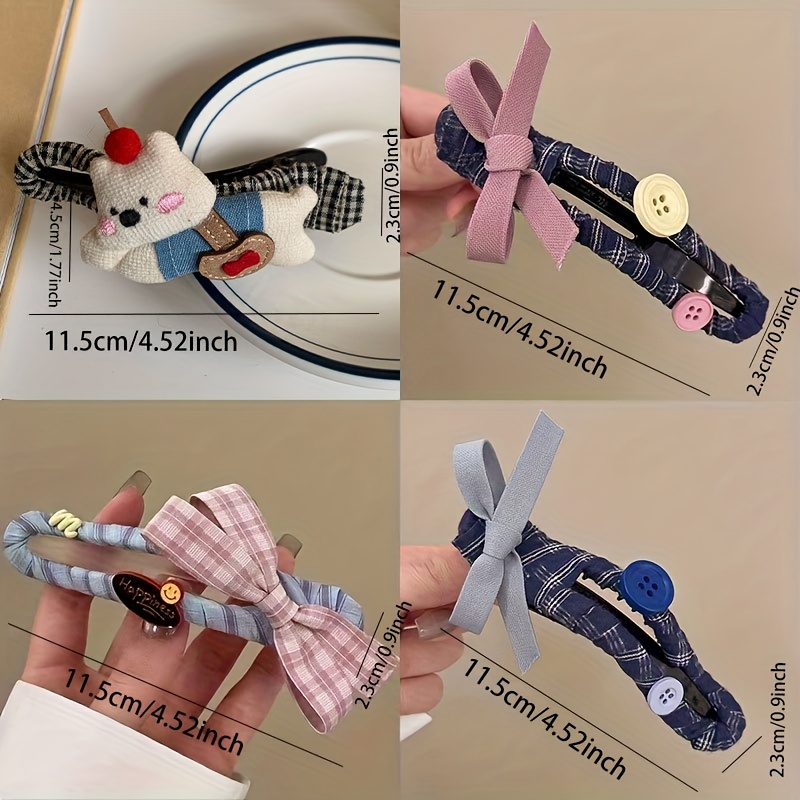 4pcs womens braided   duckbill hair clips cute sling bag puppy and bow   style scrunchies   accessories for daily wear Product details 0