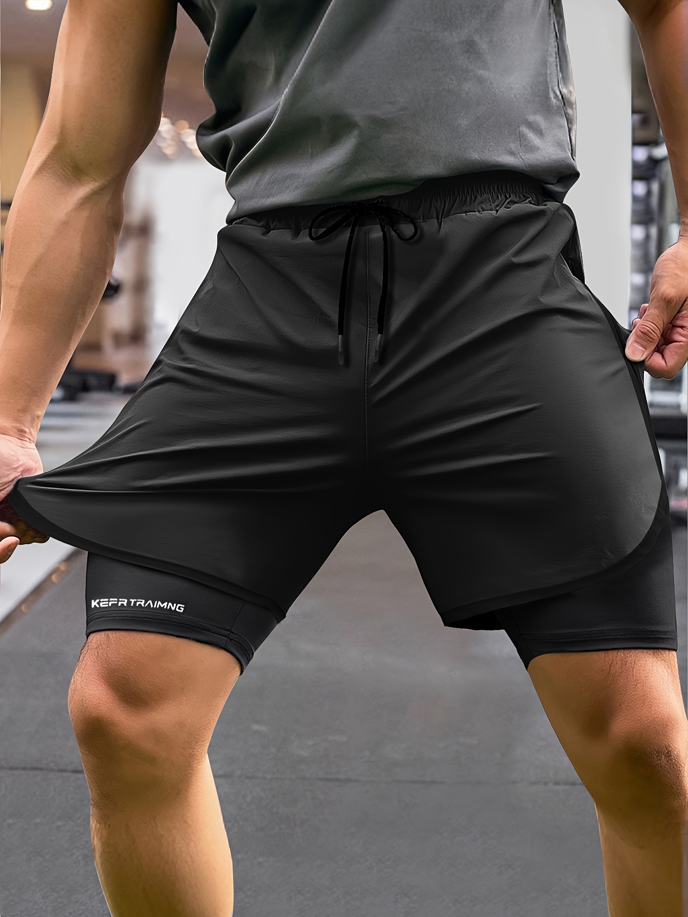 Pantalones Cortos de Gimnasio para Hombre con Cintura Ajustable y Forro  Interior Shorts Deportivos para Correr, Levantamiento de Pesas, Deportes  al