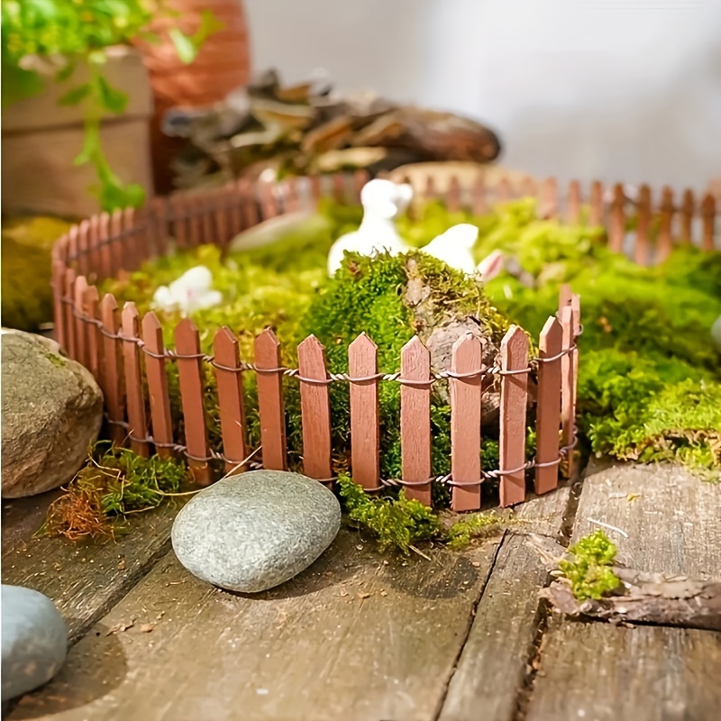 

90*5cm Mini Lawn Fence Diy Miniature Fairy Garden Wood Barrier Micro Plant Landscape Ornament Home Decoration