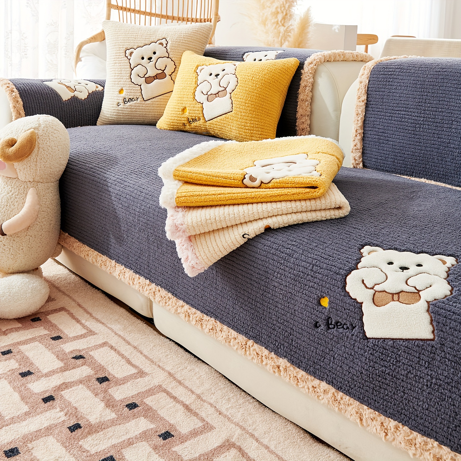 1pc sherpa fleece sofa cover couch cover thickened sherpa Temu