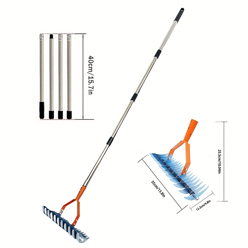 heavy duty lawn garden rake detachable head with sharp   stainless steel construction ergonomic grip handle for yard lawn care leaf   thatch removal ideal for home yard maintenance versatile tool sturdy build gardening accessory   Product details 3