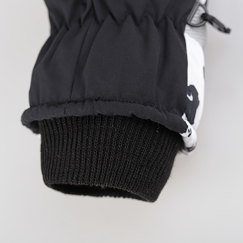 Winter Men'S Thermal, Thick, And Non-Slip Gloves for Cycling And Outdoor Activities, Featuring White Graffiti Design for Skiing And Biking.