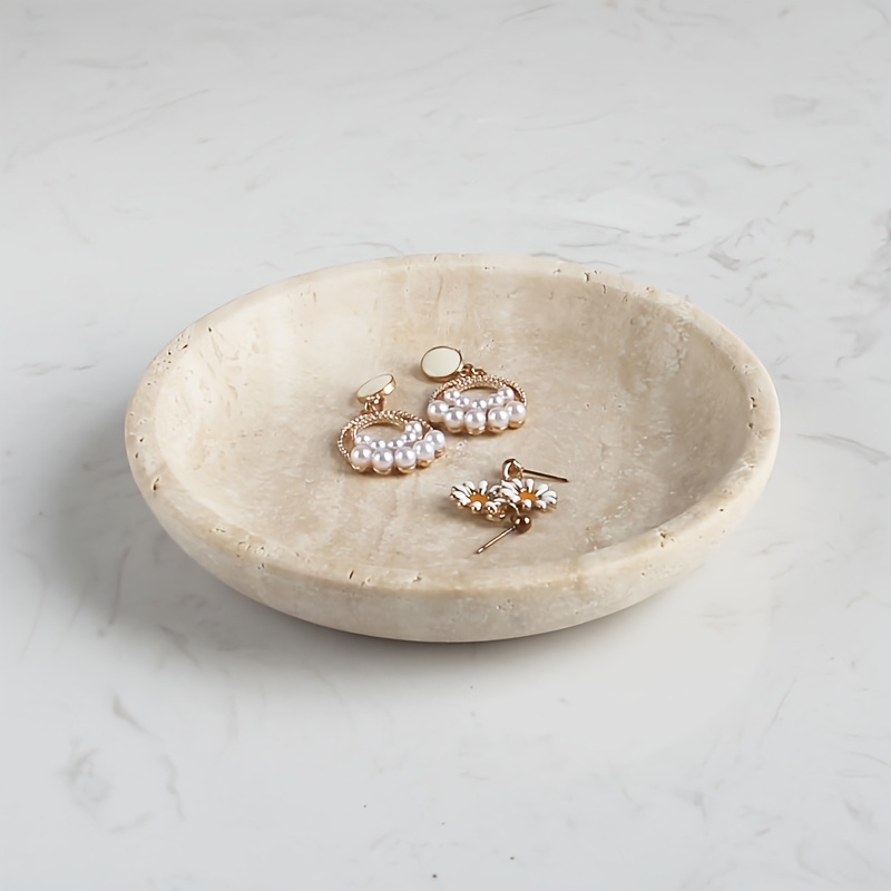 

A 5.5-inch Natural Marble Round Tray, Displaying Jewelry , Organizing Keys In , A Vintage Natural Stone Candle Holder, Home Decor For The Office, A Gift For A Girlfriend, Jewelry Trays