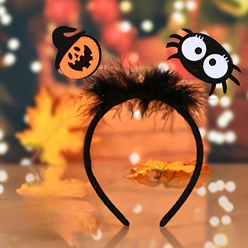 

Headband For Dress Up Parties - Cute Cartoon Spider & Pumpkin Design, Plastic Hairband With Animal & Cartoon Elements, Sweet Style, Non-feathered, Black Single Piece Hair Accessory For Festivities