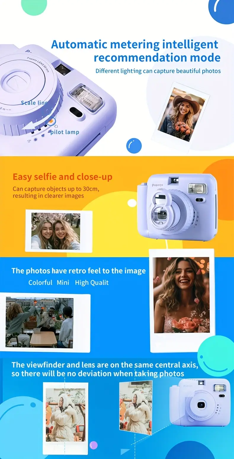 instant camera with dly stickers film camera built battery operated ideal for holiday gifts batteries not included Product details 2