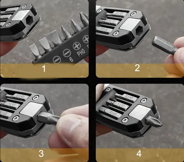 stainless steel adjustable wrench folding allen wrench multi tool with screw bits set durable steel construction versatile adjustable feature no details 5