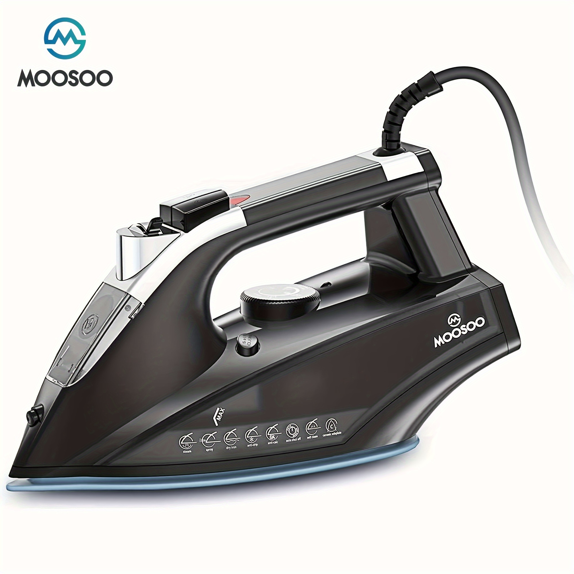 TEMU Moosoo Steam Iron 1800w Dry Iron Lightweight Anti-drip Iron With Auto-off, St1800