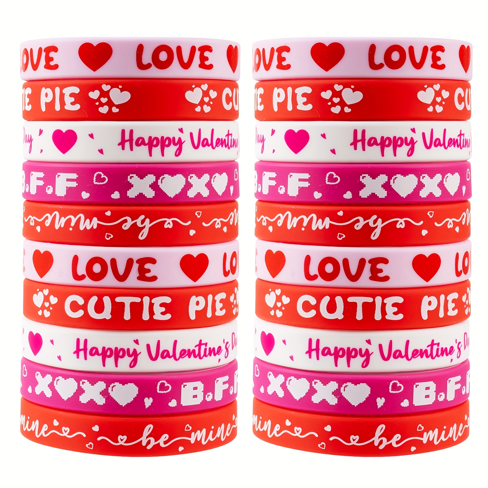 

10pcs/20pcs, Valentines Day Rubber Bracelet Bulk Silicone Wristbands For Women Valentine Party Favors Gifts