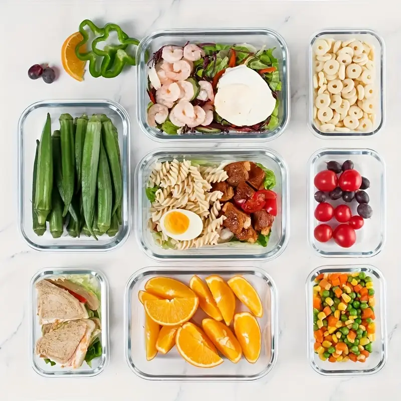 20pcs food storage containers kitchen organizers and storage leakproof meal prep containers local warehouse 20pcs including 10pcs glass containers with 10 lids airtight freezer meal prep container for pantry and kitchen organization Product details 6