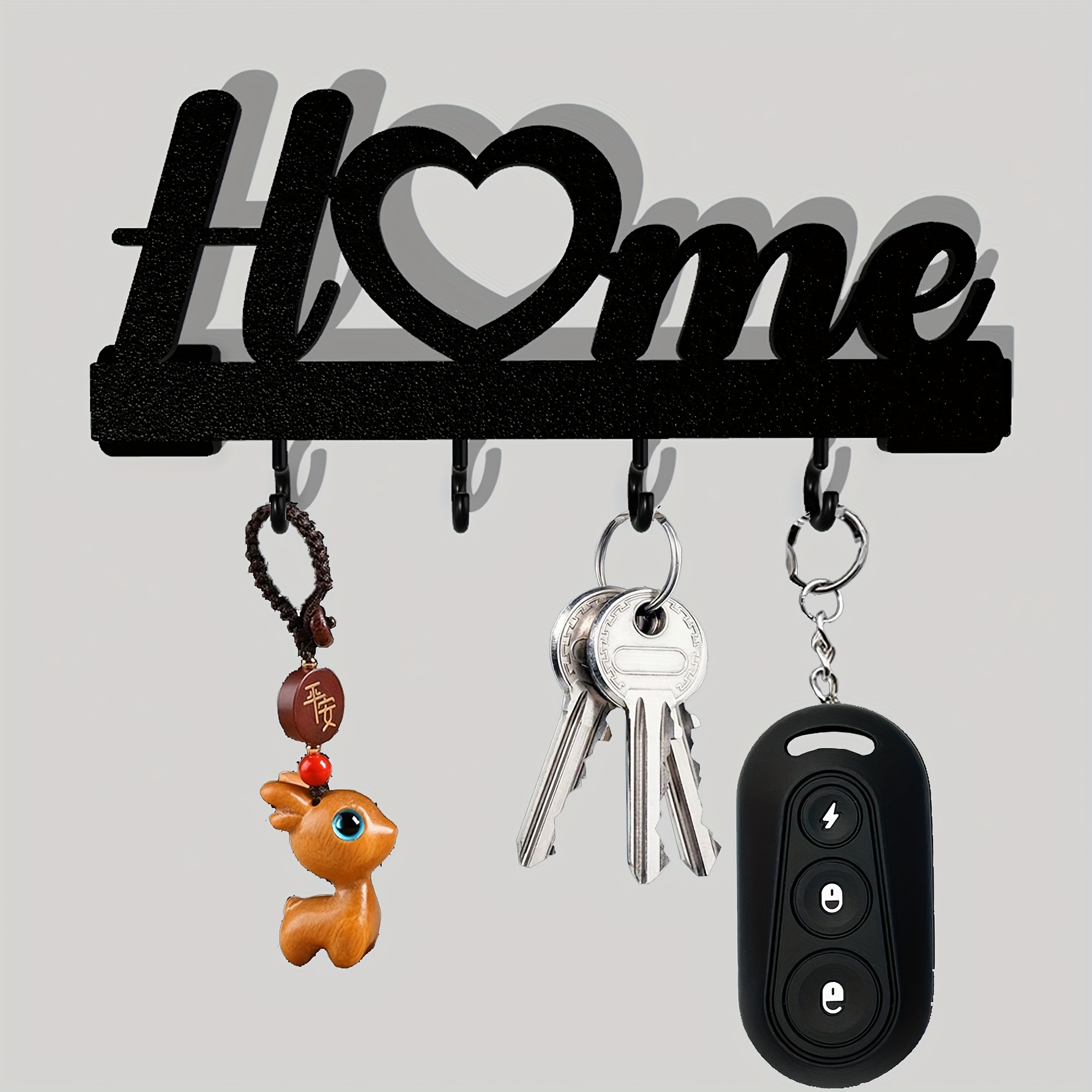 1pc Shape Key Hook Wall-mounted Entrance Organizer With Hook, Includes Transparent Nano Double-sided Adhesive, No Drilling Required, Exquisite Design, Suitable For Living Room Home Decor