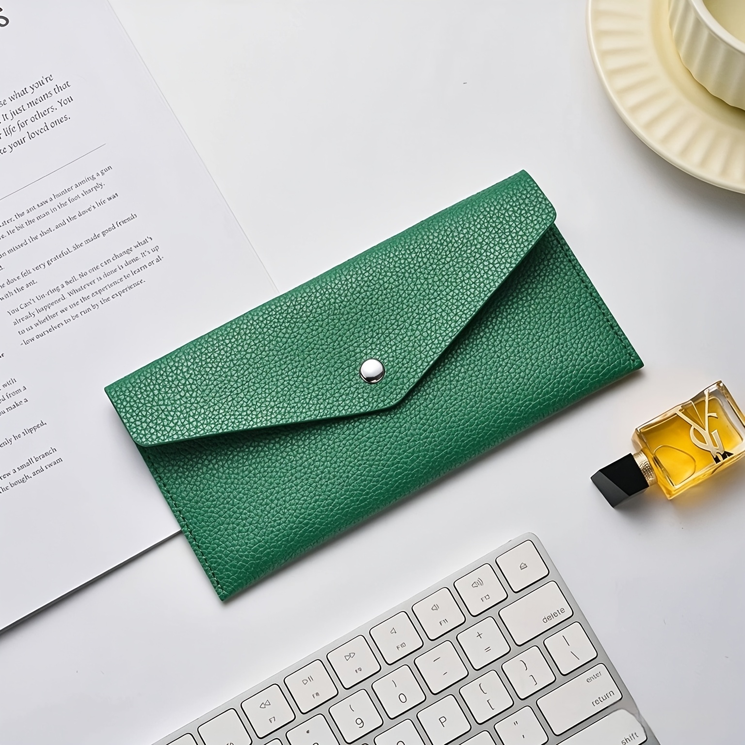 TEMU de larga y delgada para mujer, 1 pieza, tarjetero de gran capacidad, elegante, para teléfono y tarjetas, portátil delgada y para mujer, larga de