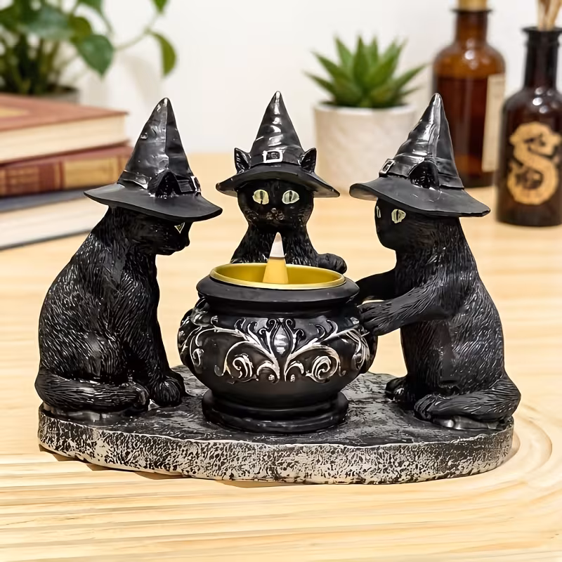 black cat incense holder resin ornament a unique decor piece suitable for and tea rooms durable and sturdy this festive incense holder is perfect for home decoration during holidays such as christmas Product details 6