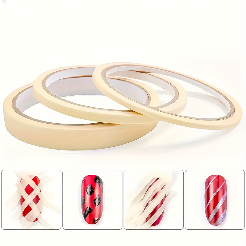 Nail Art Striping Tape Sticker Set, 3 Rolls, Widths, Nail Design Detailing Tools, Adhesive Decoration Accessories, Unscented - Professional Manicure Diy Tool Kit