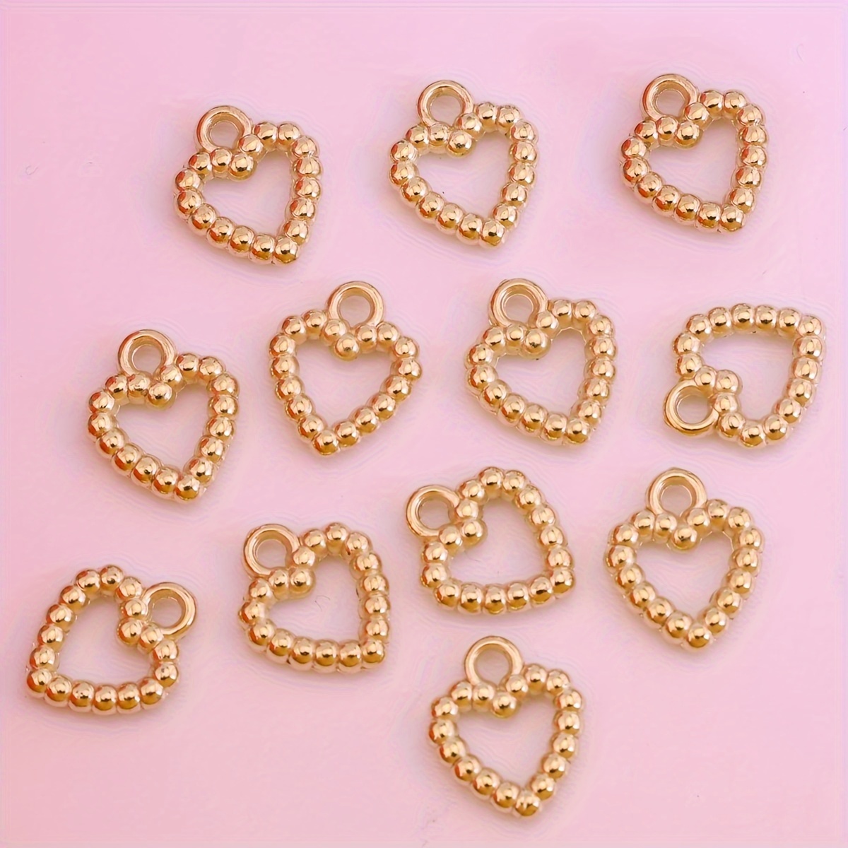 15pcs Hollow Small Heart Pendants for DIY Jewellery Making