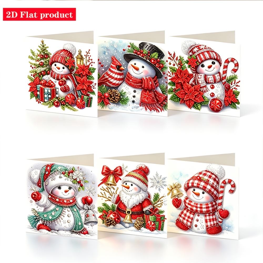 TEMU 2d -set Snowman Bead Diamond Painting Greeting Cards, Unique Acrylic () Pearl Rhinestone Art Embellishment Inlaid Painting Christmas Greeting