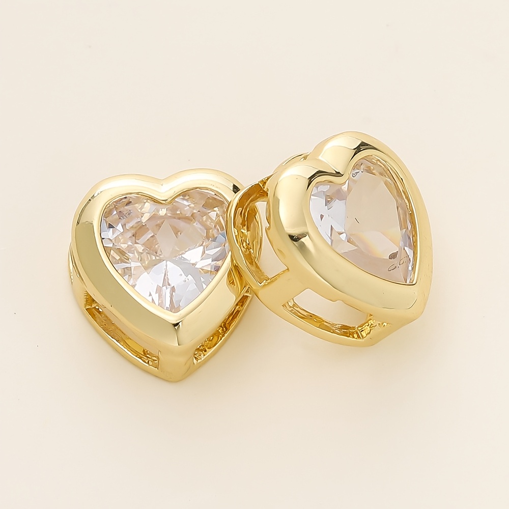 Image of 4pcs 18k Golden Plated Brass Beads Heart Shape Beads Spacer Beads Diy Braceet Necklace For Jewelry Making Supplies Valentine's Day Gift