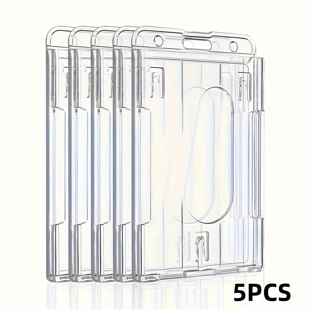 TEMU 5pcs Transparent Hard Plastic Card Holders With Thumb , Wear-resistant, With Vertical Hard Plastic Shell And Horizontal Hard Plastic Shell,
