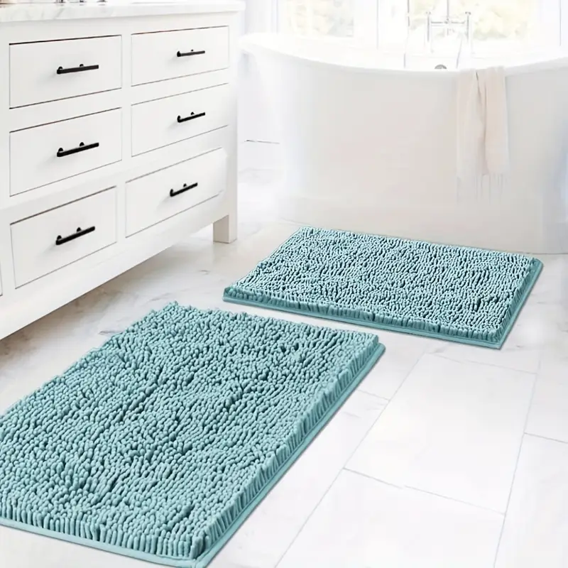2pcsbath rugs for bathroom slip resistant shag chenille bath rugs mat and absorbent bath rug for shower room machine washable fast dry 20 x 32 plus 17 x 24 Product details 1