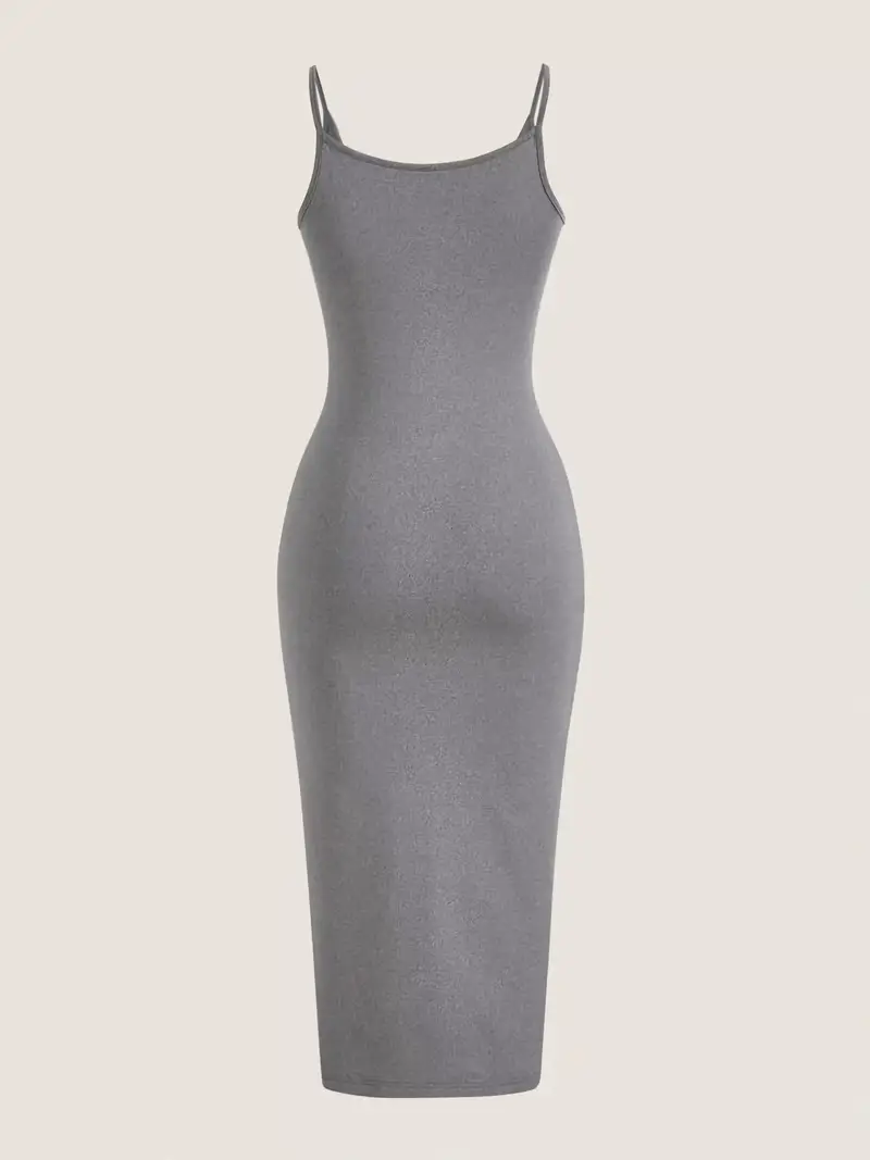 grey spaghetti strap bodycon dress Womens Summer Casual Slip Dresses Spaghetti Strap Bodycon Maxi Dress Grey XXL