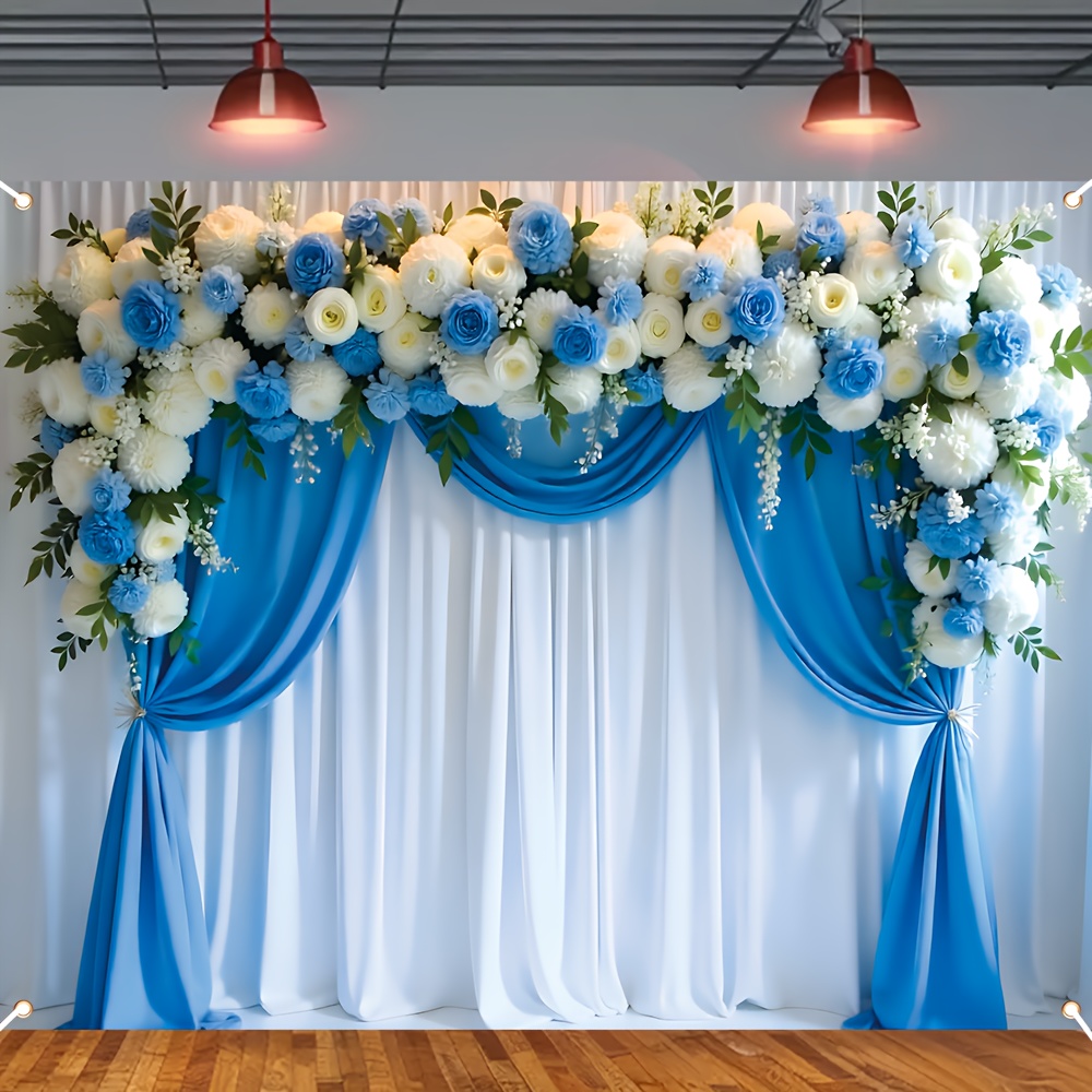 

Elegant Chiffon Wedding Backdrop, 90.5in X 70.8in - Polyester Floral Photography Background For And Home Decor