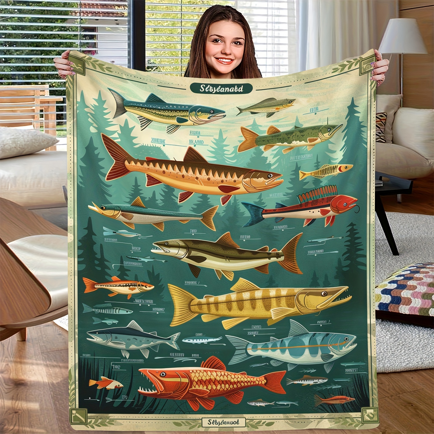 

Couverture en Flanelle pour des Poissons de Mer - Douce, Chaude et Polyvalente pour Canapé, Lit, Bureau et Voyage - de Cadeau Parfaite