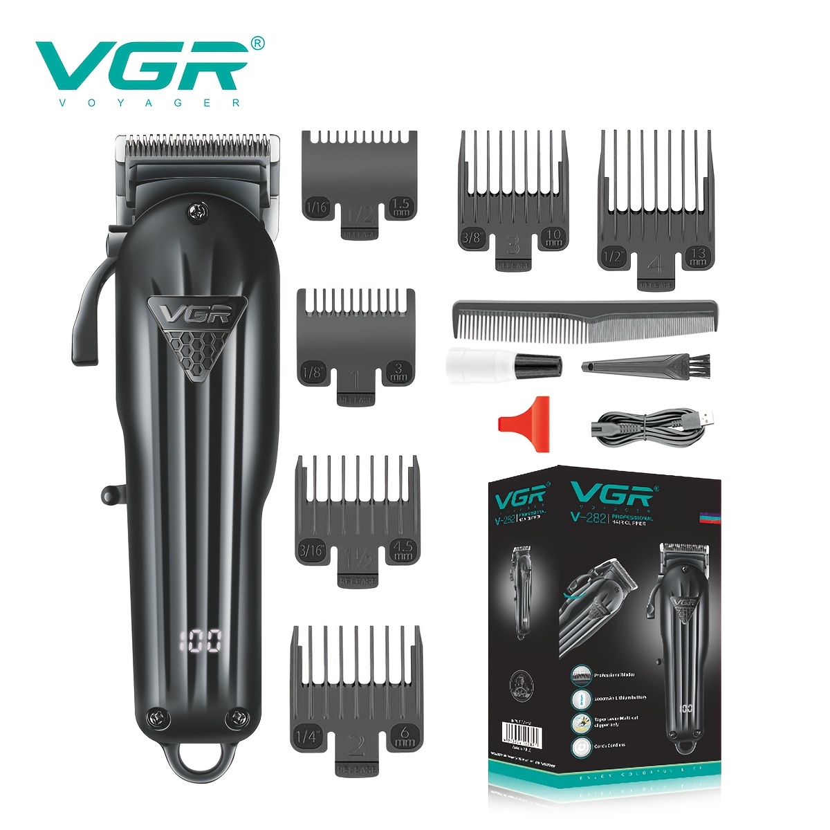 Image of Vgr-282 [men's ] Hairdressing Artifact, Convenient Charging Haircut Shaving, Tough Hormone , Suitable For Beard, Face And Body Hair Clippers, Is The For Men