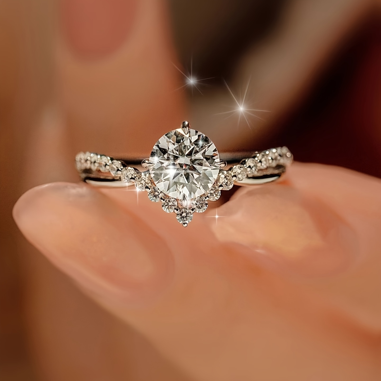 Adjustable Princess Cut CZ Engagement Ring in Rose Gold