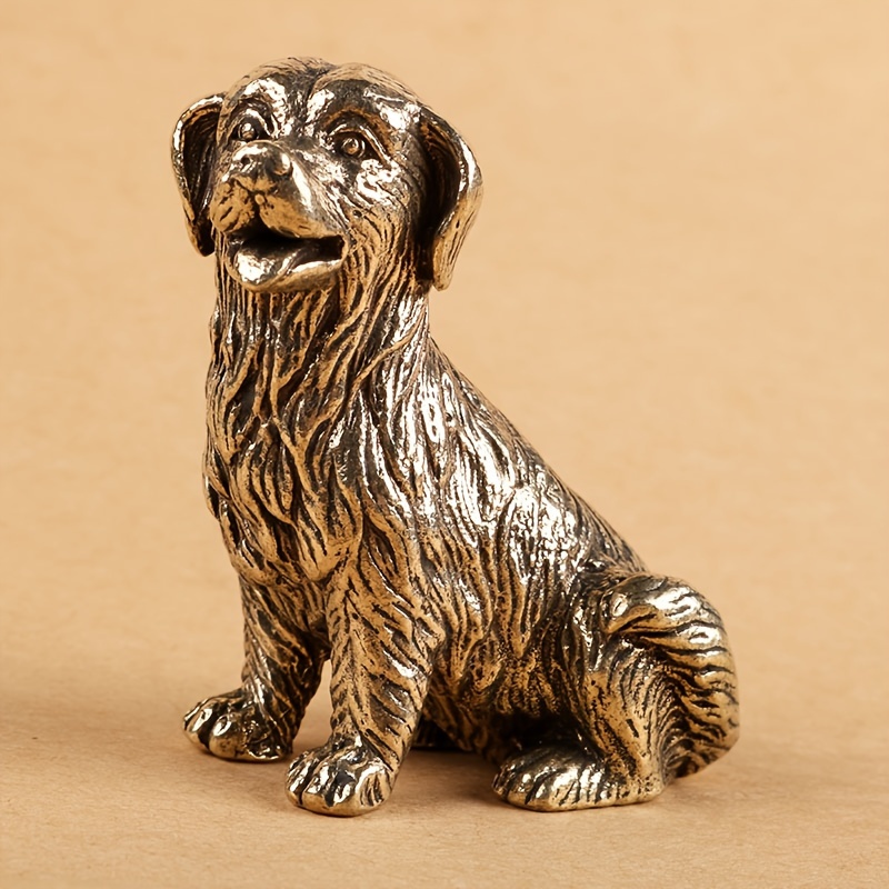 

Creative Retro Decorations Brass Pure Copper Personality Office Desktop Home Ornaments Zodiac Dog Tea Pet Handle Piece
