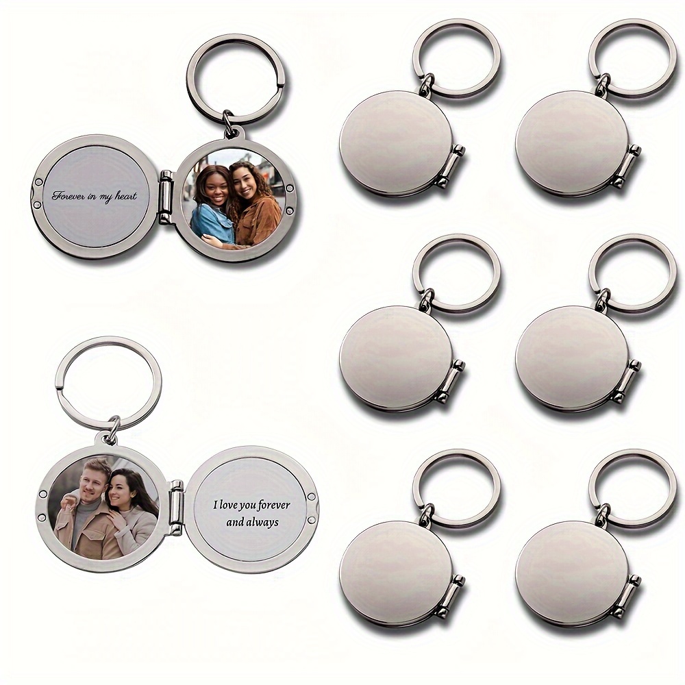 

10pcs Customizable Photo Keychains, Alloy Alloy, Round Ring, Double-sided, Openable, Diy, Ladies Fashion Accessories, Jewelry, Birthday Gift, , Keepsake, Keyring, Keychain Set