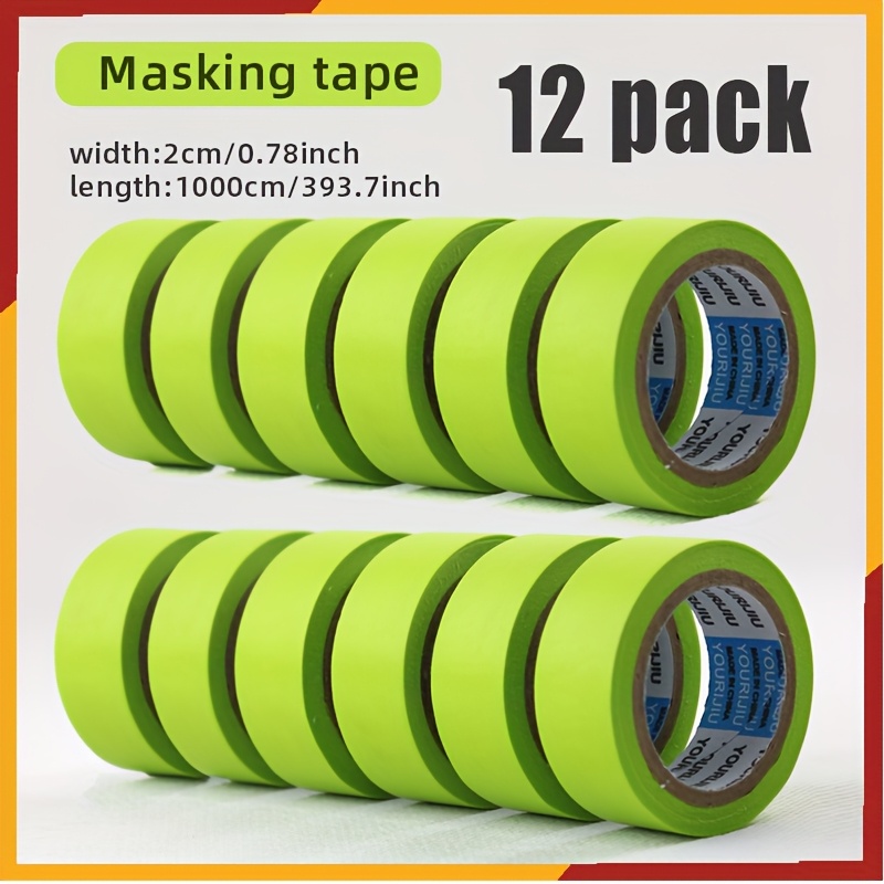 E-shop 12 Rollen / 6 Rollen Grüne und Papier Abdeckband, Breite 0.78 Zoll/2 cm, für Kunst, Handwerk und Malerei - Keine Rückstände, leicht abziehbar,