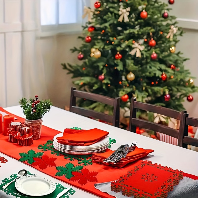 

12pcs Christmas Placemat & Coaster Set - Design, Felt Table Mats For Holiday Dining & Decor