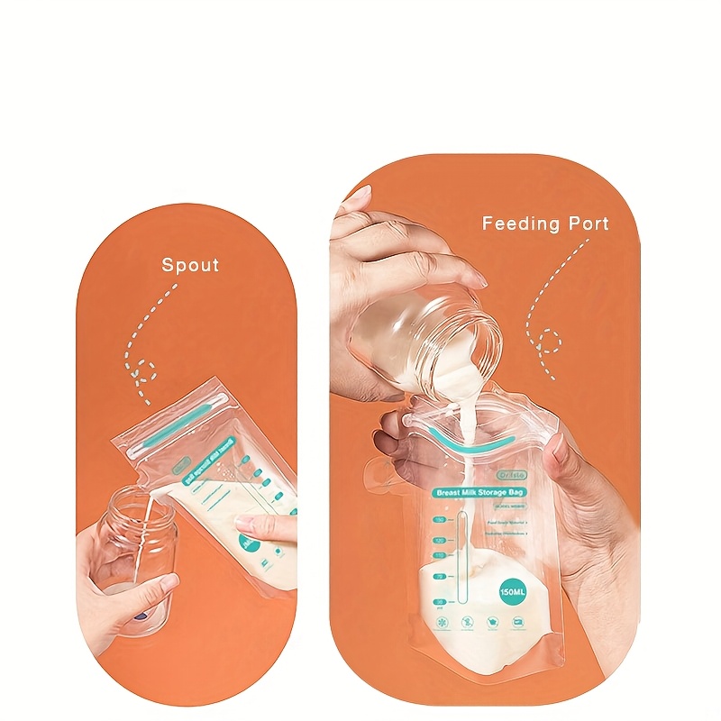 10pcs/30pcs/100pcs Breastmilk Storage Bags 150ml - Self-Standing Space-Saving Design with Pour Spout for Easy Feeding