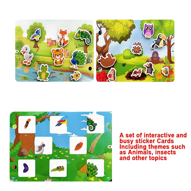Image of Interactive Quiet Book With Stickers - Educational Activity, Reusable Busy Book, Rich And Colorful, Cartoon-like And , Diy Interactive Toy Book, Birthday Gifts, Party Gifts