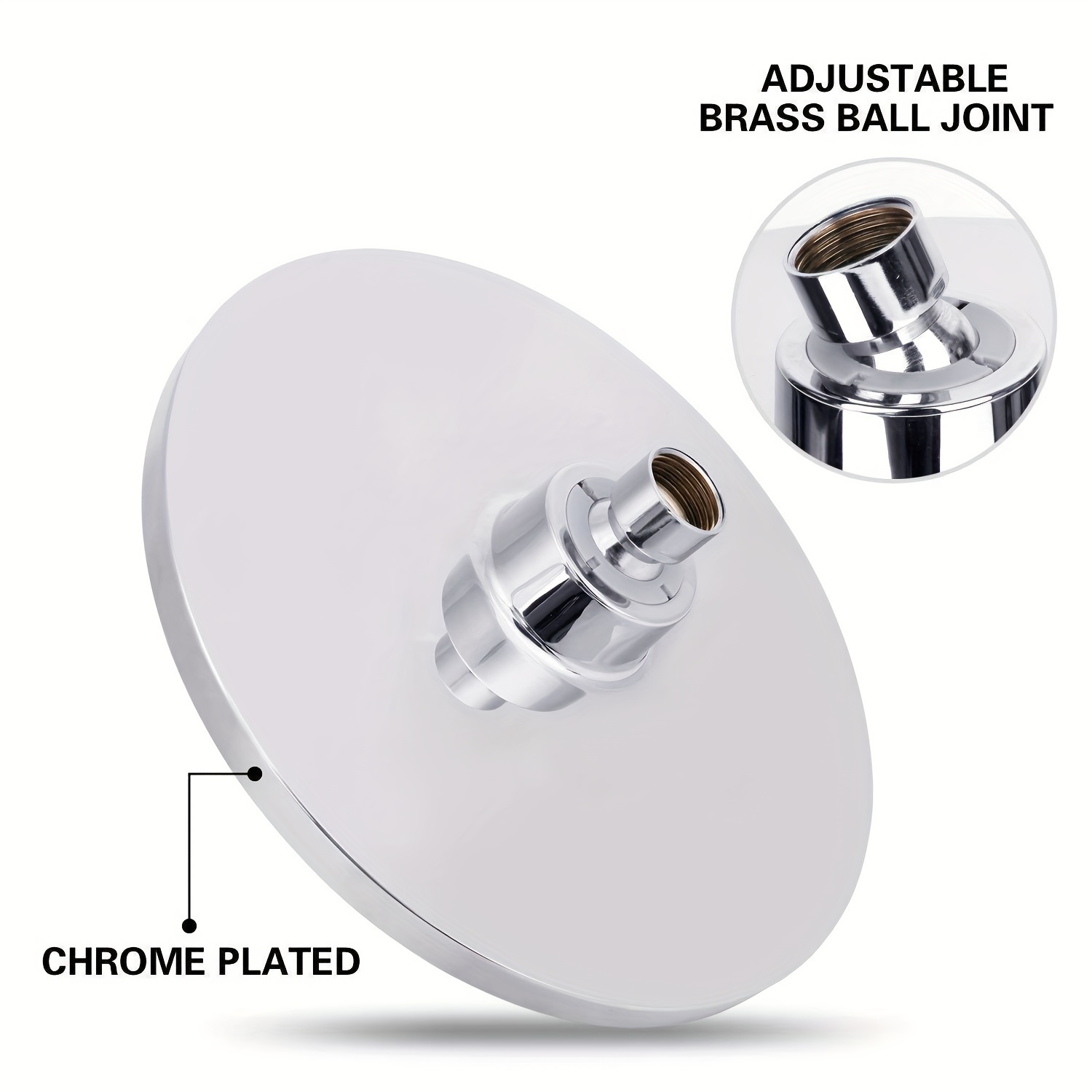 Large 8-Inch Supercharged Rain Shower Head with 360° Rotatable Filter