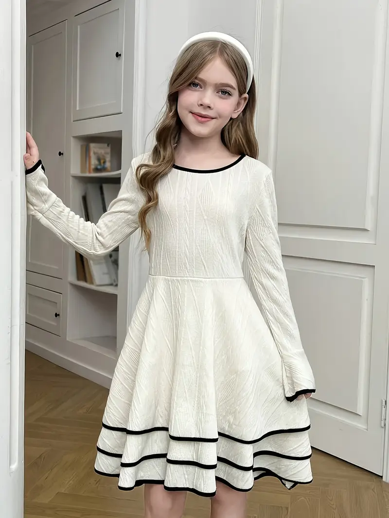 teen girls elegant flared long sleeve dress layered hem - Temu South Africa teen girls elegant flared long sleeve dress layered hem - Temu South Africa