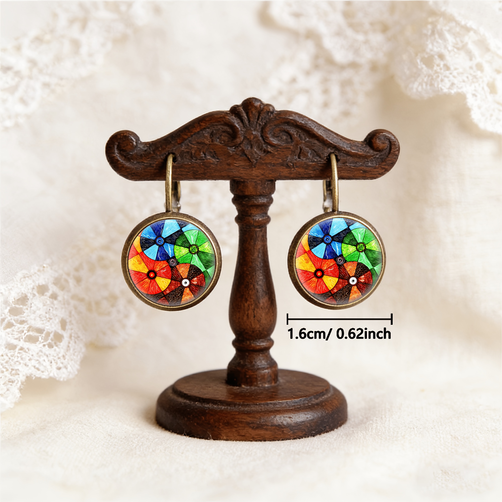 2pcs Cyan Round Classical Earrings with Ear Hooks
