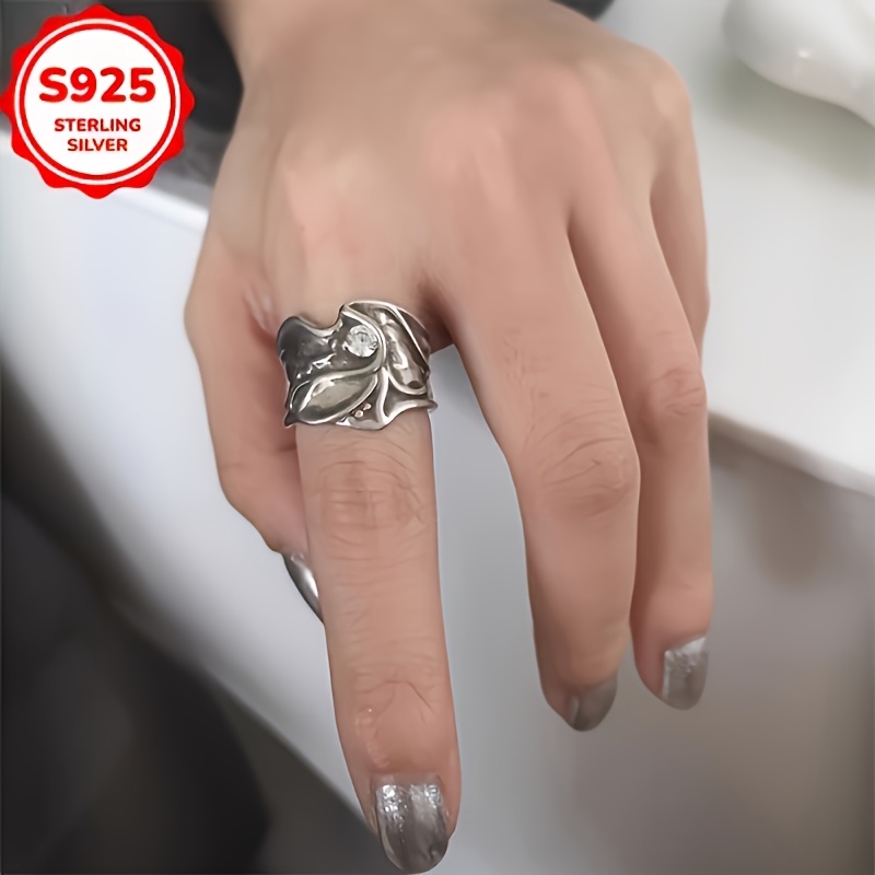 925 Hypoallergenic Retro Distressed Punk Style Open Ring