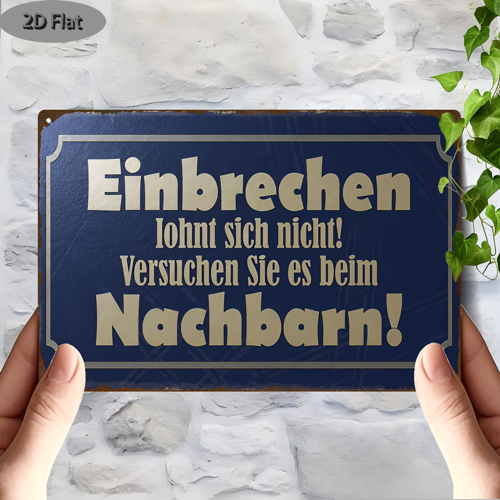 E-shop 2D Flach, 1 Stück 2D Flaches Metall-Eisen-Poster, "Betreten , Bitten Sie Ihren Nachbarn um Hilfe", Vintage Küche, Bar, Hof, Veranda, Wohnkultur,