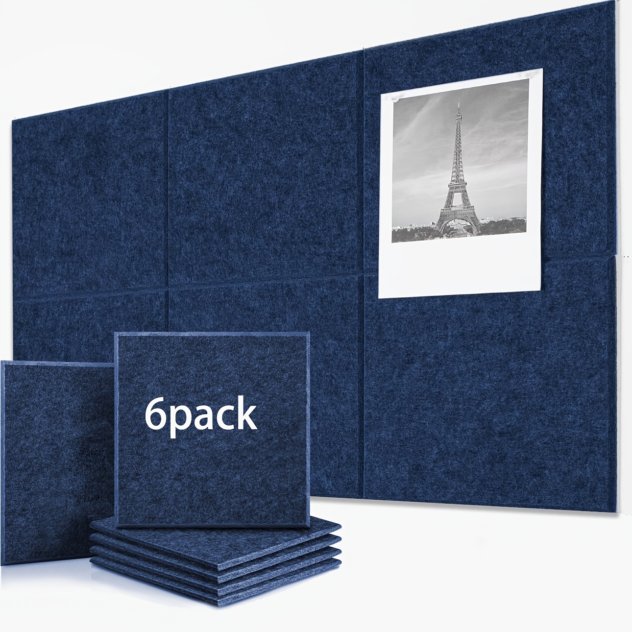 

12/6 Pack Large Wall-mounted Cork Bulletin Board Tiles, 12"x12" Removable Felt Boards With Safe Adhesive Tabs & Push Pins, Polyester Fiber, For Office, School & Home Use - 47"x35" Pin Board