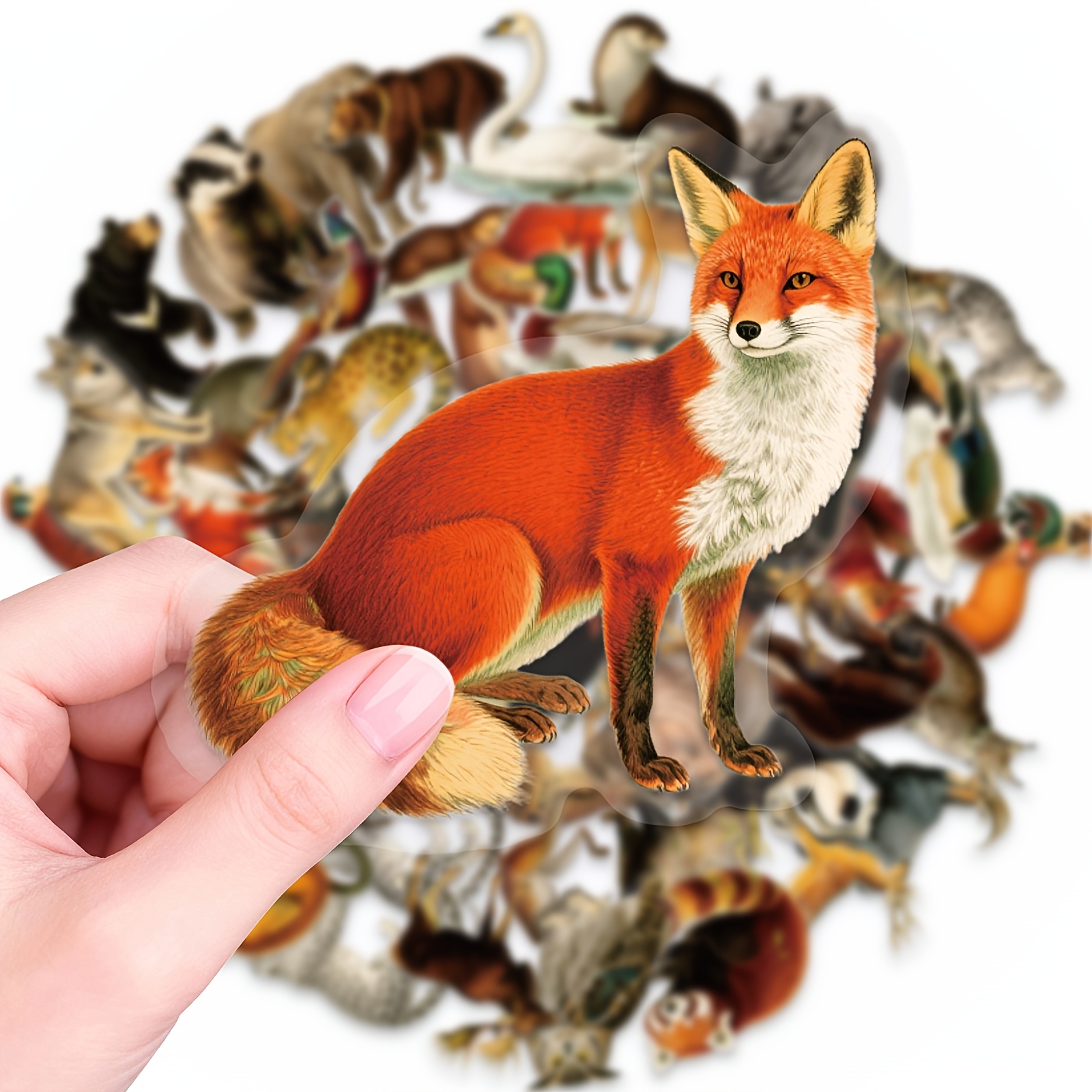 Image of 56pcs Animal Theme Stickers, Nature Pet Clear Aesthetic Stickers Pack, Perfect For Decorating Laptop, Water Bottle, Phone, , Journal, Bumper, Skateboard, Motorcycle, Luggage, Etc.